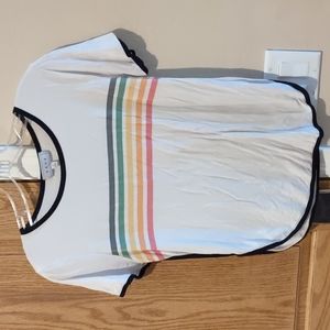 Gaze, size small short sleeve ringer shirt with rainbow stripes